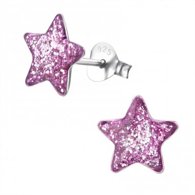 Star - 925 Sterling Silver Ear studs with enamel colors A4S22553