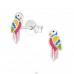 Parrot - 925 Sterling Silver Ear studs with enamel colors A4S22956