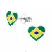 Strieborné Brazil Srdce - Striebro 925 Farebné puzetové náušnice A4S23427