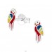 Parrot - 925 Sterling Silver Ear studs with enamel colors A4S23808