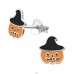 Pumpkin - 925 Sterling Silver Ear studs with enamel colors A4S23871