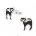 Cat - 925 Sterling Silver Ear studs with enamel colors A4S23872