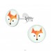 Fox - 925 Sterling Silver Ear studs with enamel colors A4S24431
