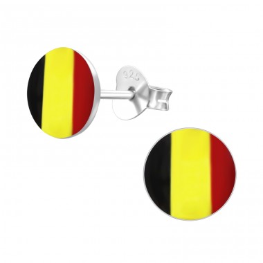 Strieborná Belgická Zástava - Striebro 925 Farebné puzetové náušnice A4S24434