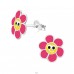 Flower - 925 Sterling Silver Ear studs with enamel colors A4S24528