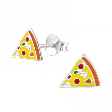 Strieborná Pizza - Striebro 925 Farebné puzetové náušnice A4S24726