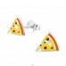 Pizza - 925 Sterling Silver Ear studs with enamel colors A4S24726