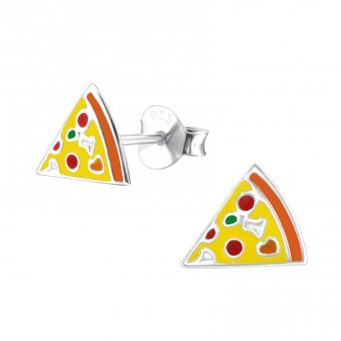 Strieborná Pizza - Striebro 925 Farebné puzetové náušnice A4S24726