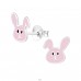 Rabbit - 925 Sterling Silver Ear studs with enamel colors A4S24727