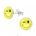 Wink Face - 925 Sterling Silver Ear studs with enamel colors A4S26134