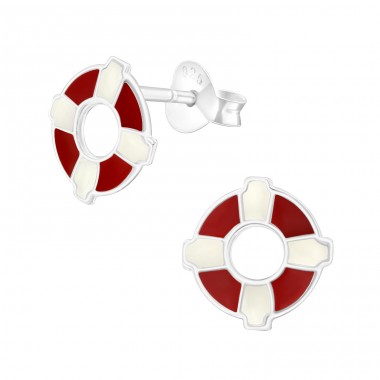 Buoy - 925 Sterling Silver Ear studs with enamel colors A4S26286