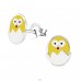 Egg And Chick - 925 Sterling Silver Ear studs with enamel colors A4S26296