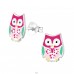 Owl - 925 Sterling Silver Ear studs with enamel colors A4S26317