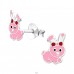 Rabbit - 925 Sterling Silver Ear studs with enamel colors A4S26484