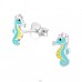 Seahorse - 925 Sterling Silver Ear studs with enamel colors A4S26486