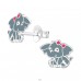Elephant - 925 Sterling Silver Ear studs with enamel colors A4S26490