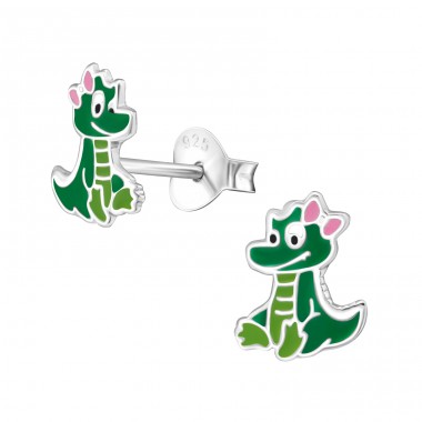 Strieborný Dinosaurus - Striebro 925 Farebné puzetové náušnice A4S26499