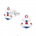 Anchor - 925 Sterling Silver Ear studs with enamel colors A4S26506