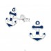 Anchor - 925 Sterling Silver Ear studs with enamel colors A4S27772