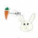 Rabbit And Carrot - 925 Sterling Silver Ear studs with enamel colors A4S28113