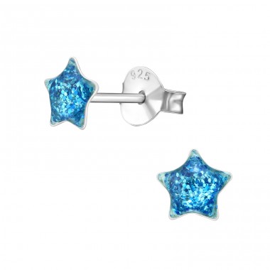 Star - 925 Sterling Silver Ear studs with enamel colors A4S28318
