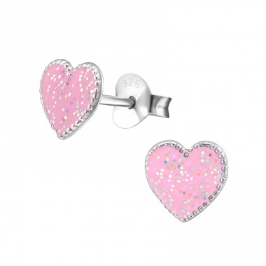 Heart - 925 Sterling Silver Ear studs with enamel colors A4S30255