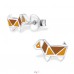 Origami Kutya - epoxi szín + 925 ezüst Színes fülbevaló A4S30685