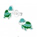 Turtle - 925 Sterling Silver Ear studs with enamel colors A4S31337