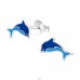 Dolphin - 925 Sterling Silver Ear studs with enamel colors A4S31338