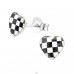 Checkered Heart - 925 Sterling Silver Ear studs with enamel colors A4S31714