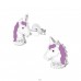 Unicorn - 925 Sterling Silver Ear studs with enamel colors A4S32011