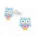 Owl - 925 Sterling Silver Ear studs with enamel colors A4S32480