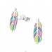 Feather - 925 Sterling Silver Ear studs with enamel colors A4S33540