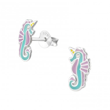 Seahorse - Striebro 925 Farebné puzetové náušnice A4S33681