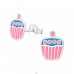 Strieborný Cupcake - Striebro 925 Farebné puzetové náušnice A4S3675