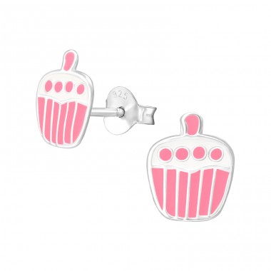 Strieborný Cupcake - Striebro 925 Farebné puzetové náušnice A4S3676