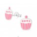 Strieborný Cupcake - Striebro 925 Farebné puzetové náušnice A4S3676