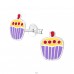 Strieborný Cupcake - Striebro 925 Farebné puzetové náušnice A4S3677
