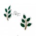Leaf - 925 Sterling Silver Ear studs with enamel colors A4S36939
