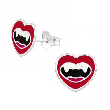 Vampire Mouth - 925 Sterling Silver Ear studs with enamel colors A4S36941