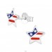 Usa Star - 925 Sterling Silver Ear studs with enamel colors A4S36942
