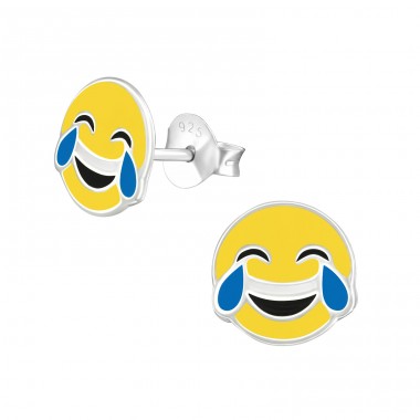 Slzy Radosti Emoji - Striebro 925 Farebné puzetové náušnice A4S36967
