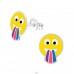 Jazyk Tváre Emoji - Striebro 925 Farebné puzetové náušnice A4S36968