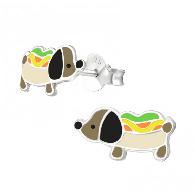 Puppy Hot Dog - 925 Sterling Silver Colorful earrings for kids A4S37110