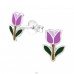 Tulipán - Striebro 925 Farebné puzetové náušnice A4S37486