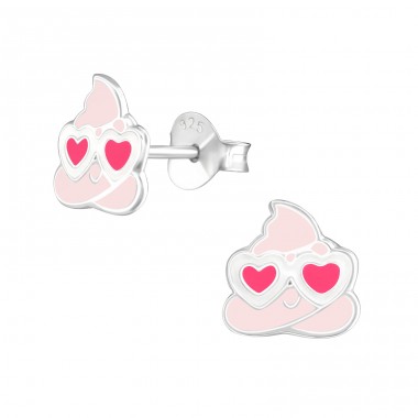 Poo Emoji - Striebro 925 Farebné puzetové náušnice A4S37491