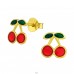 Cherry - 925 Sterling Silver Ear studs with enamel colors A4S38164