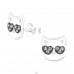 Cat - 925 Sterling Silver Ear studs with enamel colors A4S38529