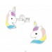 Unicorn - 925 Sterling Silver Ear studs with enamel colors A4S38699