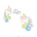 Unicorn - 925 Sterling Silver Ear studs with enamel colors A4S38701